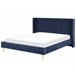 Beliani Cama com estrado Veludo VILLETTE 205x222 Azul Marino