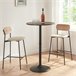Mesa de bar Vantaa aço MDF Nogal