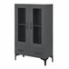 Vitrina Søndersø com 2 portas, prateleira de vidro e aglomerado 70 Preto / Cinza