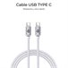 Cabo USB-C para USB-C OPTIMUS Branco