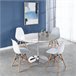 Pack Mesa Redonda de Vidro Temperado + 4 Cadeiras  Estilo Nórdico 90x90 Branco