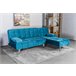 Sofá-cama com chaise longue e mesa de apoio Azul