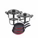 5 peças e frigideiras de bateria de cozinha Cromada