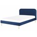 Beliani Cama com estrado Veludo FLAYAT 193x215 Azul Marino