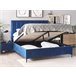 Beliani Cama com estrado Veludo SEZANNE 170x215 Azul Marino