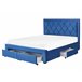 Beliani Cama com armazenamento Veludo LIEVIN 165x217 Azul Marino