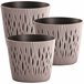 3x plantas redondas de plástico Sandy Round Castanho Claro