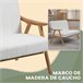 Sofá de 2 Lugares Poliéster, Espuma e Madeira de Borracha HOMCOM Cru