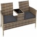 Banco de jardim de vime 131x61 Cinzento/Natural