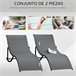 2 espreguiçadeiras dobráveis Aluminum, Texteline Outsunny Cinza