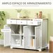 Aparador de Cozinha MDF e Madeira de Borracha HOMCOM 101 Branco