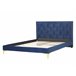 Beliani Cama com estrado Veludo LIMOUX 147x213 Azul Marino