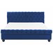 Beliani Cama com estrado Veludo AVALLON 192x233 Azul Marino