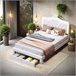 Cama, LED, cama adolescente, cama de casal, gavetas Branco