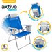 Cadeira de praia dobrável super resistente com almofada, saco e bolso 47x63x99 cm Aktive Azul