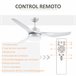 Ventoinha de Teto Aço, ABS e Vidro HOMCOM Branco