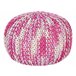 Pufe redondo em tricot branco e azul 50 x 35 cm CONRAD Branco/ Bege
