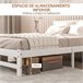 Estrutura de Cama de Casal Madeira de pinho HOMCOM, casa - quarto Branco