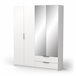 Roupeiro GHOST portas batentes com espelho e 2 gavetas Branco