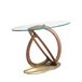Consola oval vidro temperado oval, nogueira e aço polido dourado Nogal
