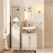 Armário alto de banho com 1 porta e 1 cesto BZR87-W SoBuy Branco