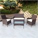 Conjunto de mobiliário de terraço Aktive, poltronas, sofá e mesa de rotim Preto