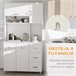 Armário de Cozinha Melamina de Madeira, Metal e Plástico HOMCOM 100 Branco