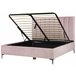 Beliani Cama com armazenamento Veludo SEZANNE 190x215 Rosa