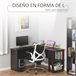 Secretária de Canto MDF HOMCOM, escritório - secretárias 136x130 Preto