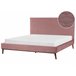 Beliani Cama com estrado Veludo BAYONNE 191x212 Rosa Talco