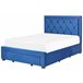 Beliani Cama com armazenamento Veludo LIEVIN 145x217 Azul Marino