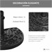 Base Chapéu de Sol Semicircular Aço, Cimento e HDPE Outsunny 50x32 Preto