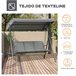 Baloiço de Jardim de 3 Lugares Metal, Poliéster e Têxtilene Cinza