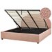 Beliani Cama com armazenamento Bouclé VAUCLUSE 194x214 Rosa Talco
