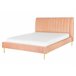 Beliani Cama com estrado Veludo MARVILLE 182x225 Rosa Talco