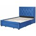 Beliani Cama com armazenamento Veludo LIEVIN 145x217 Azul Marino