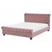 Beliani Cama com estrado Veludo AVALLON 172x233 Rosa