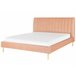 Beliani Cama com estrado Veludo MARVILLE 198x225 Rosa Talco