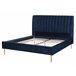 Beliani Cama com estrado Veludo MARVILLE 182x225 Areia