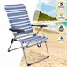 Cadeira de praia dobrável alta de 5 posições Aktive 46,5x63x93 cm Azul