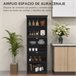 Armário de Cozinha MDF e Vidro Temperado HOMCOM Preto