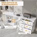 Aparador de Cozinha MDF, Vidro e Madeira de Borracha HOMCOM 160 Branco