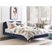 Beliani Cama com estrado Veludo FLAYAT 193x215 Azul Marino