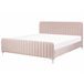 Beliani Cama com estrado Veludo LUNAN 186x215 Rosa Talco