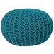 Pufe redondo em tricot branco e azul 50 x 35 cm CONRAD Branco/ Bege