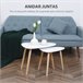 Conjunto de Mesas Auxiliares MDF e Madeira de Pinho HOMCOM 59x39 Branco