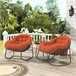 Cadeira de balanço de rattan para exterior, almofada Bege