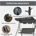 Baloiço de Jardim 3 Lugares Aço, Vime PE e Poliéster Outsunny Cinza