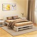 Estrutura de Cama de Casal Madeira de pinho HOMCOM, casa - quarto Branco