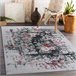 ANDRE 1816D Tapete flores vintage antiderrapante 80x150 Branco/cinza